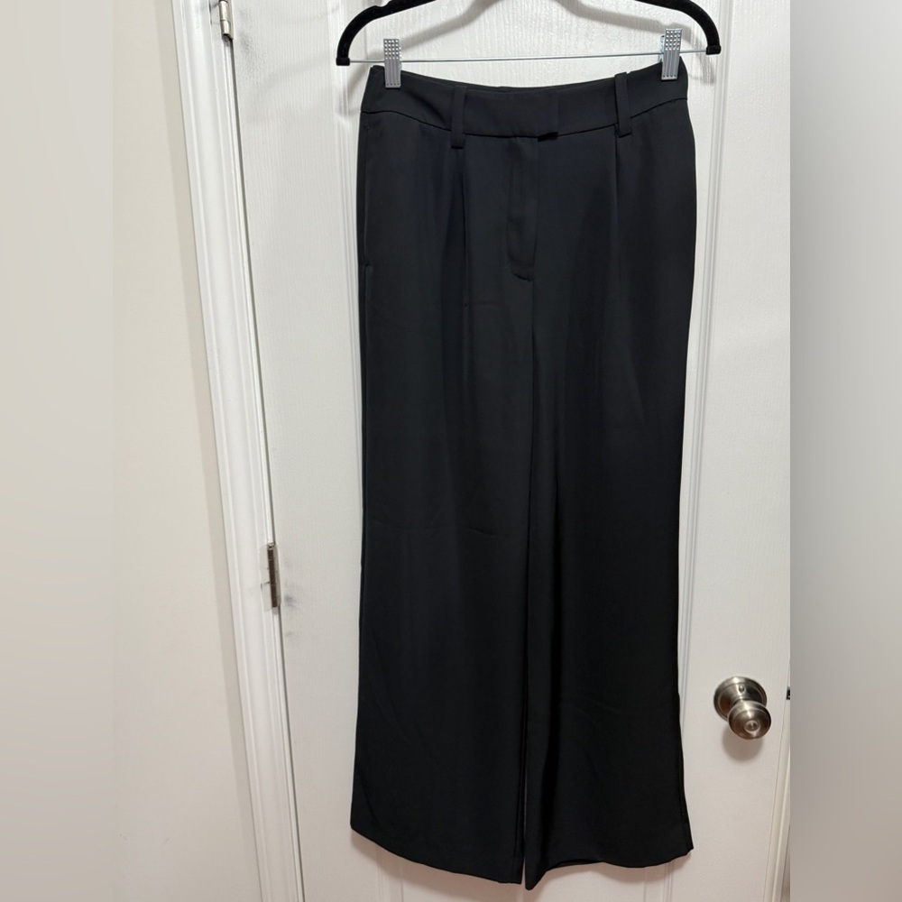Prologue Women's 4 high rise wide leg trouser pants black city preppy office EUC